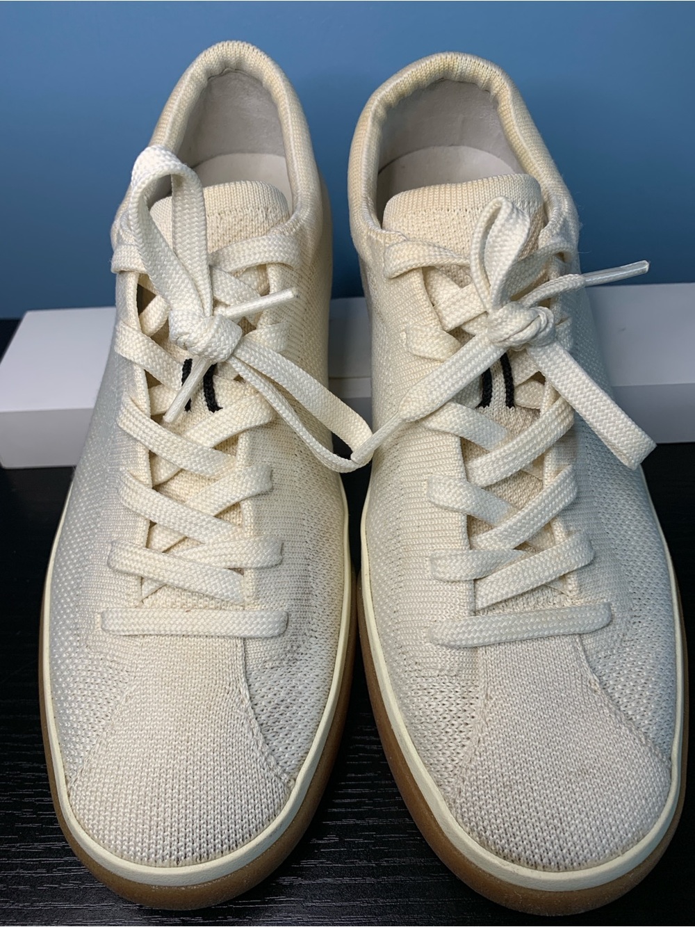 Rothy's Cream Knit Women's Lace-Up Sneakers with Gum Sole
